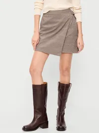 Mini Wrap Skirt - Neutral Plaid — view 2
