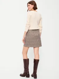 Mini Wrap Skirt - Neutral Plaid — view 3