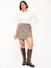 Mini Wrap Skirt - Neutral Plaid — view 5