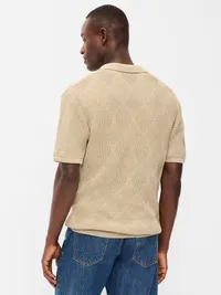 Mixed-Stitch Polo Sweater - A Stone's Throw — view 2