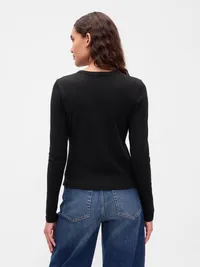 Modern Crewneck Cardigan - Black — view 3
