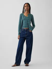 Modern Crop Cami - Green stripe — view 2