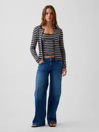 Modern Crop Cami - Navy blue stripe — view 2