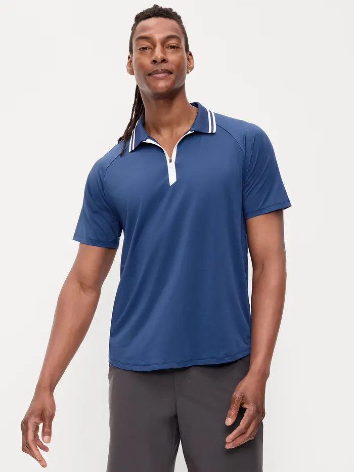 Modern Tech Zip Polo - Pacific Blue