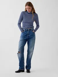 Modern Turtleneck - Navy blue stripe — view 2