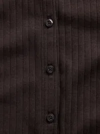 Modern Wide Rib Button-Front Top - Terra brown — view 4