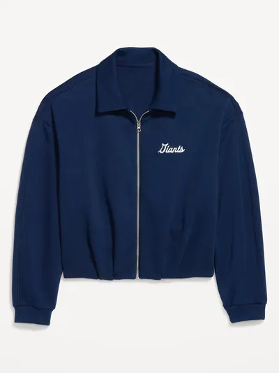 New York Giants Oversized Fleece Bomber Jacket for Women - New York Giants