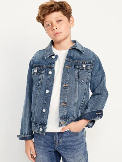 Non-Stretch Jean Trucker Jacket for Boys - Dark Wash