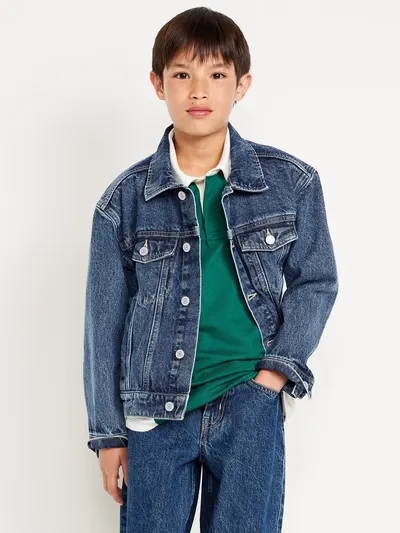 Non-Stretch Jean Trucker Jacket for Boys - Medium Wash
