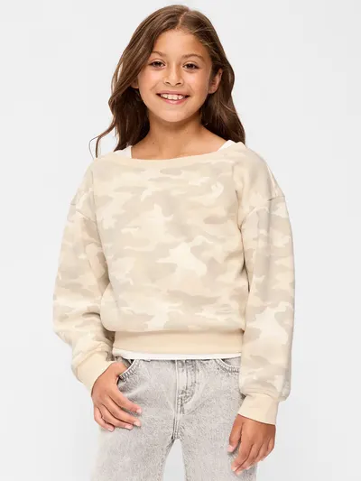 Off-Shoulder Sweatshirt for Girls - Camo