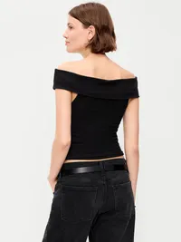Off-The-Shoulder Fitted Top - Black Jack — view 2