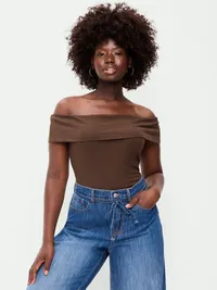 Off-The-Shoulder Fitted Top - Earthen — view 5
