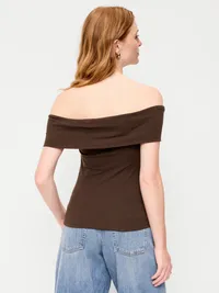 Off-The-Shoulder Fitted Top - Earthen — view 2