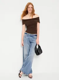 Off-The-Shoulder Fitted Top - Earthen — view 3