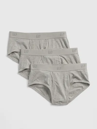 Organic Stretch Cotton Basic Briefs (3-Pack) - Grey heather
