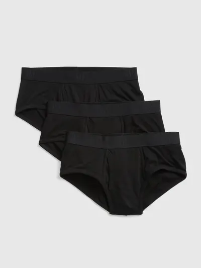 Organic Stretch Cotton Basic Briefs (3-Pack) - True black