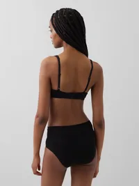Organic Stretch Cotton Unlined Bra - True black — view 2
