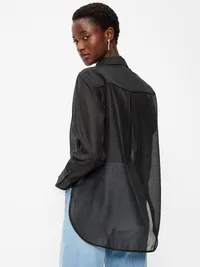 Organza Button-Down Shirt - Black Jack — view 2