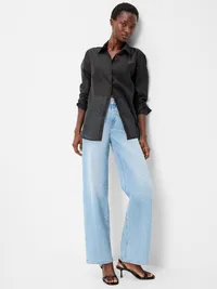Organza Button-Down Shirt - Black Jack — view 3