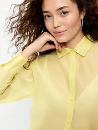Organza Button-Down Shirt - LIMONCELLO — view 4