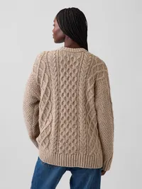 Oversized Cable-Knit Sweater - Cobblestone beige — view 3