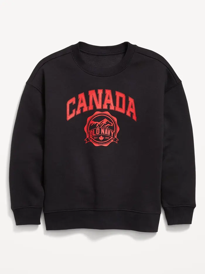 Oversized Canada Logo-Graphic Sweatshirt for Boys - Black
