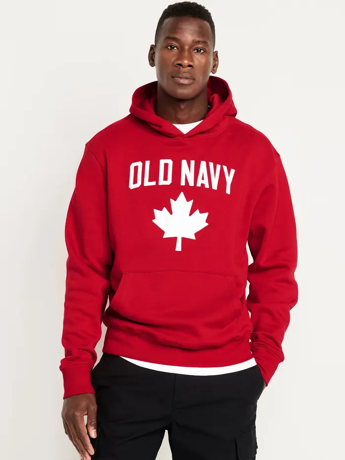 Oversized Canada Logo Pullover Hoodie - Robbie Red