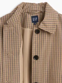 Oversized Crop Trench Jacket - Brown plaid — view 5