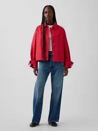 Oversized Crop Trench Jacket - Chakra red — view 2