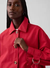 Oversized Crop Trench Jacket - Chakra red — view 4