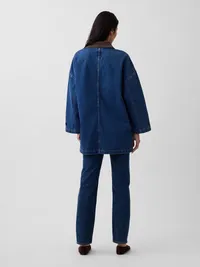 Oversized Denim Car Coat - Medium wash — view 3