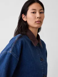 Oversized Denim Car Coat - Medium wash — view 4