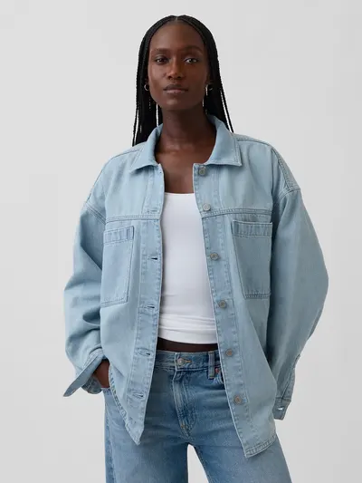 Oversized Denim Shirt Jacket - light wash
