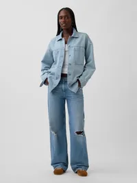 Oversized Denim Shirt Jacket - light wash — view 2