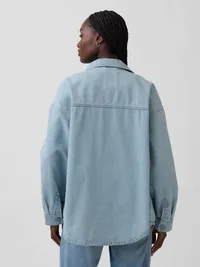 Oversized Denim Shirt Jacket - light wash — view 3