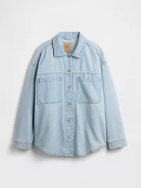Oversized Denim Shirt Jacket - light wash — view 5