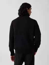 Oversized Double-Zip Cardigan Sweater - True black — view 3