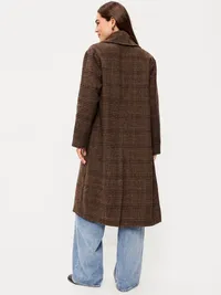 Oversized Full-Length Overcoat - Brown Plaid — view 2