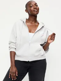 Oversized Full-Zip Graphic Hoodie Sweatshirt - Light Gray — view 4