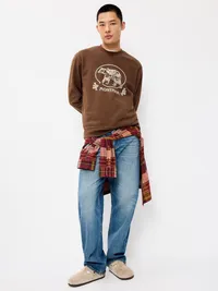 Oversized Graphic Crew-Neck Sweatshirt - Dark Walnut — view 3