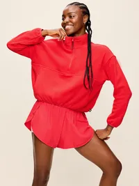 Oversized Half-Zip Performance Fleece Pullover - Amaryllis — view 3