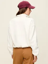 Oversized Half-Zip Performance Fleece Pullover - Sea Salt — view 2