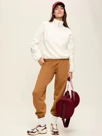 Oversized Half-Zip Performance Fleece Pullover - Sea Salt — view 3
