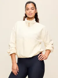Oversized Half-Zip Performance Fleece Pullover - Sea Salt — view 5