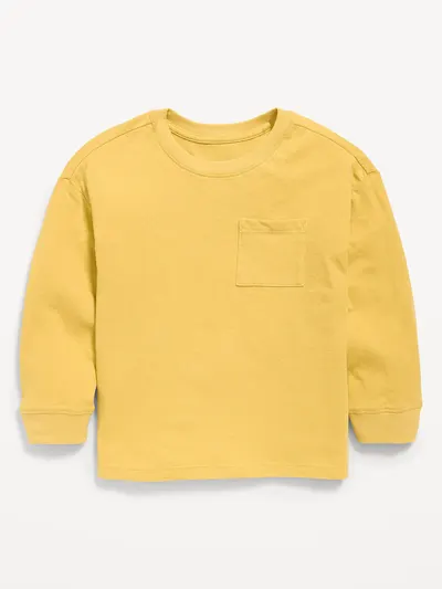 Oversized Long-Sleeve Pocket T-Shirt for Toddler Boys - Cornhusk