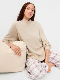 Oversized Mock-Neck Long-Sleeve Top - Wish Bone — view 3