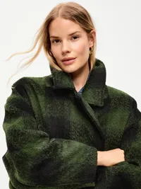 Oversized Plaid Coat - Green Plaid — view 4