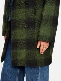 Oversized Plaid Coat - Green Plaid — view 5