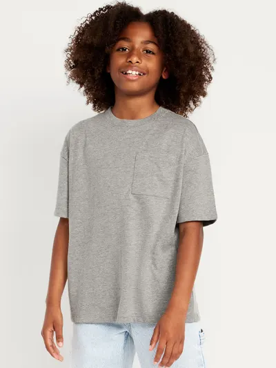 Oversized Pocket T-Shirt for Boys - Heather Gray