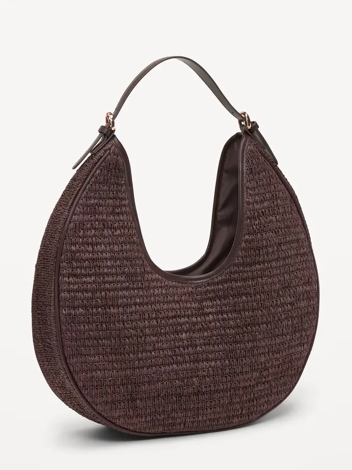 Oversized Raffia Hobo Bag - Peppercorn
